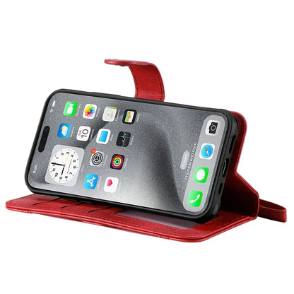 KT Leather Series-4 For iPhone 16 Pro Max Case 2 in 1 Detachable Wallet Leather Phone Cover