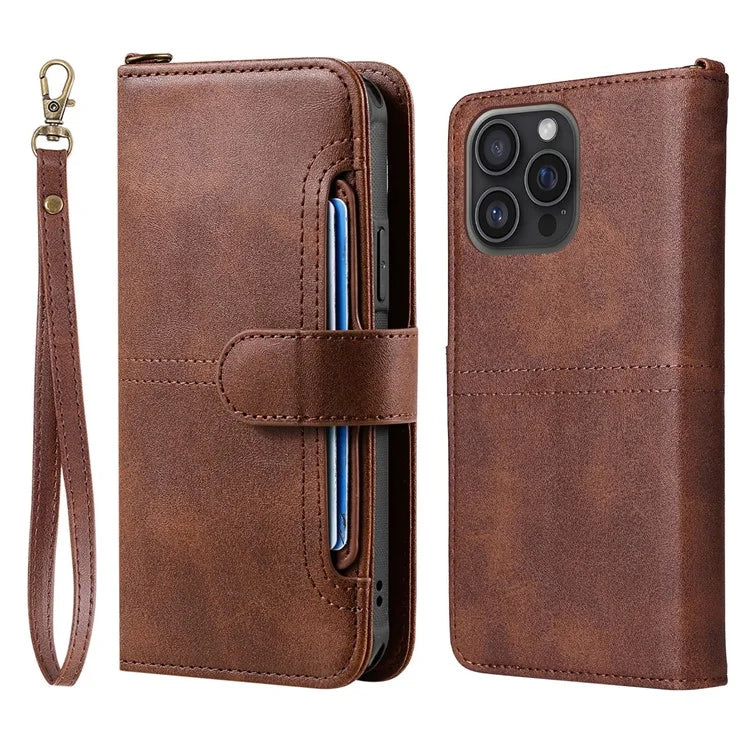 KT Leather Series-4 For iPhone 16 Pro Max Case 2 in 1 Detachable Wallet Leather Phone Cover
