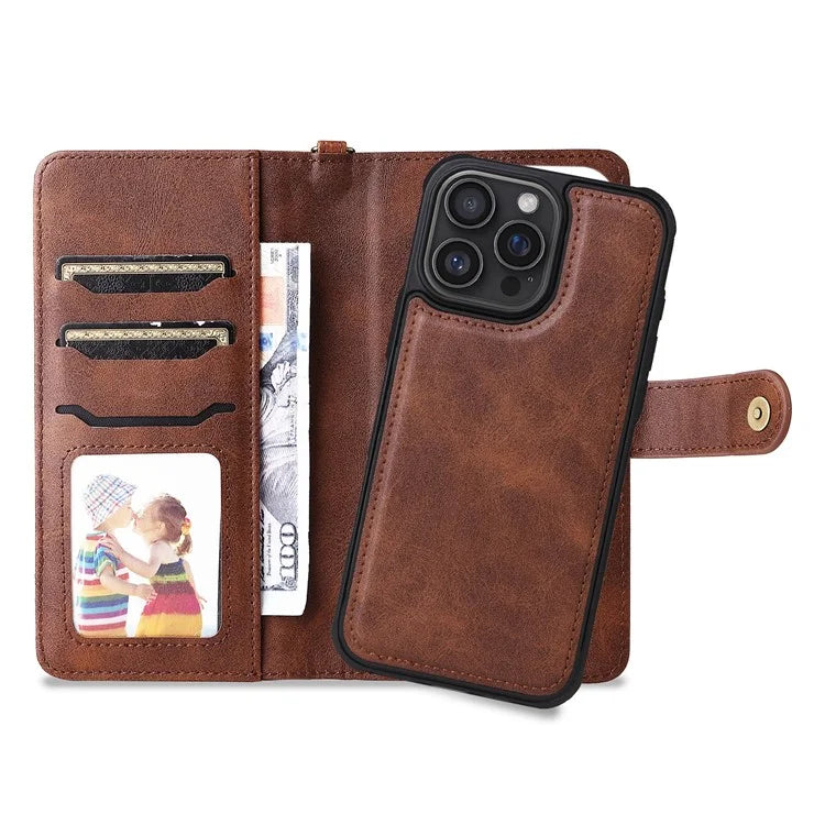 KT Leather Series-4 For iPhone 16 Pro Max Case 2 in 1 Detachable Wallet Leather Phone Cover