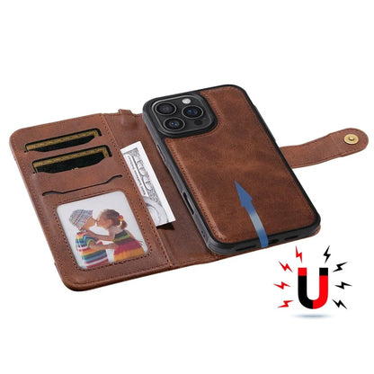 KT Leather Series-4 For iPhone 16 Pro Max Case 2 in 1 Detachable Wallet Leather Phone Cover