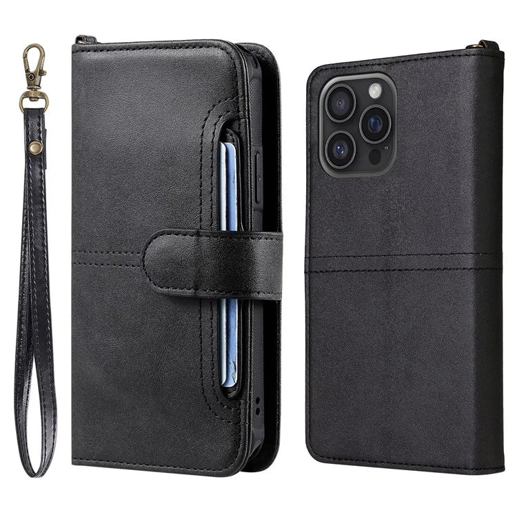KT Leather Series-4 For iPhone 16 Pro Max Case 2 in 1 Detachable Wallet Leather Phone Cover