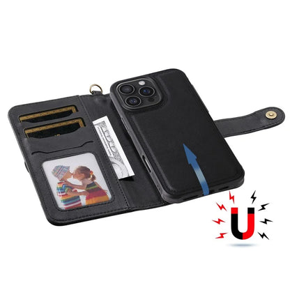 KT Leather Series-4 For iPhone 16 Pro Max Case 2 in 1 Detachable Wallet Leather Phone Cover