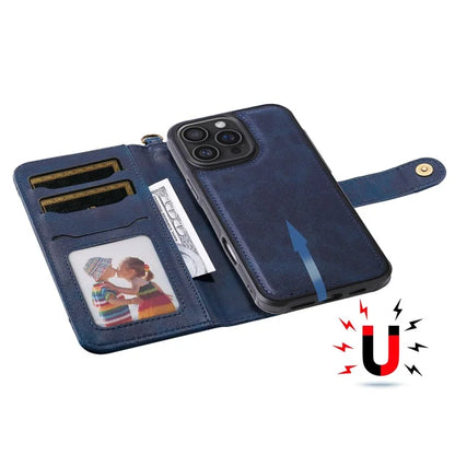KT Leather Series-4 For iPhone 16 Pro Max Case 2 in 1 Detachable Wallet Leather Phone Cover
