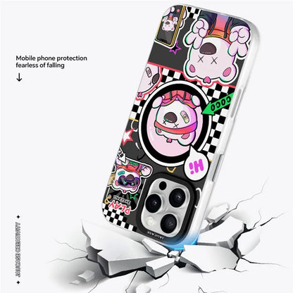 JAUCASE For iPhone 16 Pro Max Case Compatible with MagSafe Bear Pattern PC+TPU Matte Phone Cover