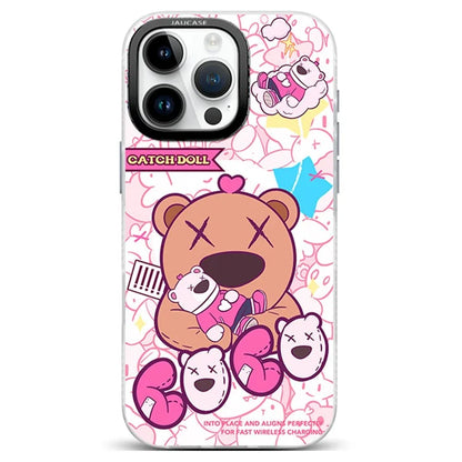 JAUCASE For iPhone 16 Pro Max Case Compatible with MagSafe Bear Pattern PC+TPU Matte Phone Cover