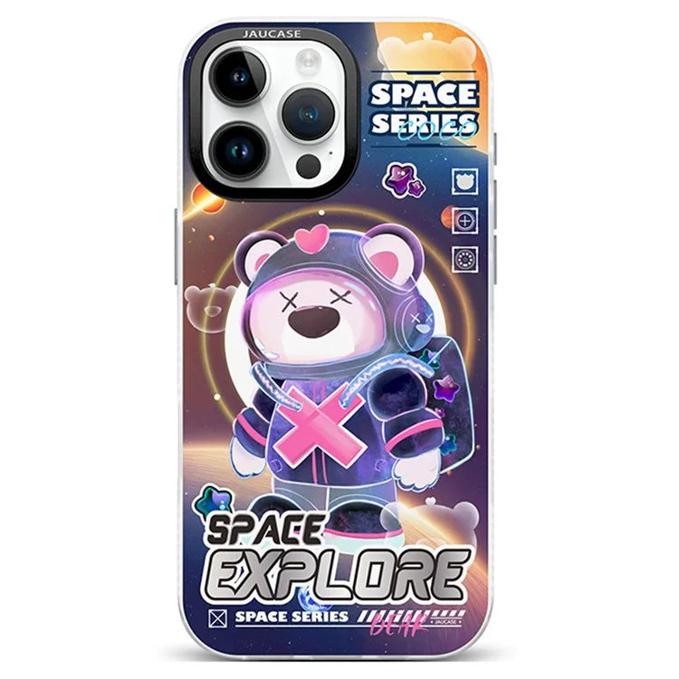JAUCASE For iPhone 16 Pro Max Case Compatible with MagSafe Bear Pattern PC+TPU Matte Phone Cover