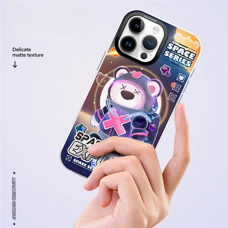 JAUCASE For iPhone 16 Pro Max Case Compatible with MagSafe Bear Pattern PC+TPU Matte Phone Cover