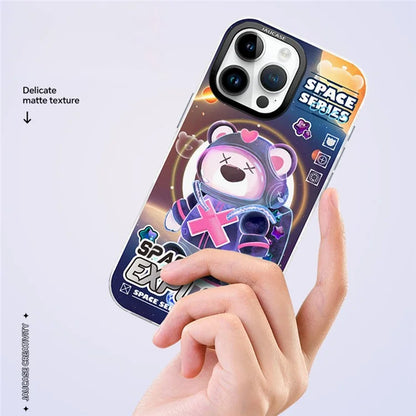 JAUCASE For iPhone 16 Pro Max Case Compatible with MagSafe Bear Pattern PC+TPU Matte Phone Cover