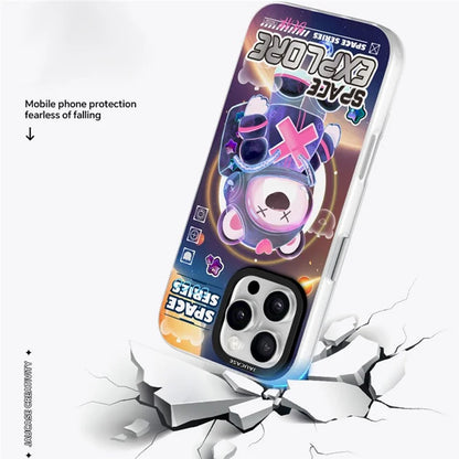 JAUCASE For iPhone 16 Pro Max Case Compatible with MagSafe Bear Pattern PC+TPU Matte Phone Cover