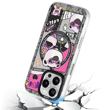 JAUCASE For iPhone 16 Pro Max Case Compatible with MagSafe Bear Pattern PC+TPU Matte Phone Cover