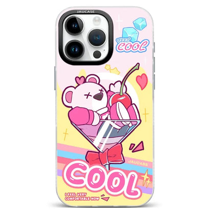 JAUCASE For iPhone 16 Pro Max Case Compatible with MagSafe Bear Pattern PC+TPU Matte Phone Cover