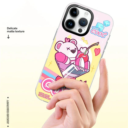 JAUCASE For iPhone 16 Pro Max Case Compatible with MagSafe Bear Pattern PC+TPU Matte Phone Cover