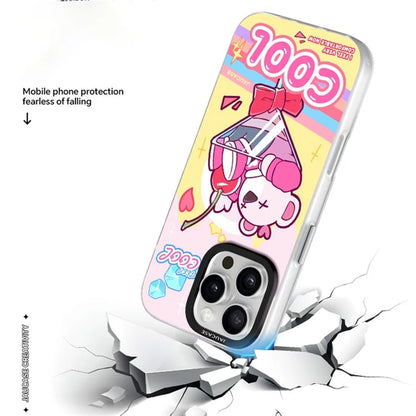 JAUCASE For iPhone 16 Pro Max Case Compatible with MagSafe Bear Pattern PC+TPU Matte Phone Cover