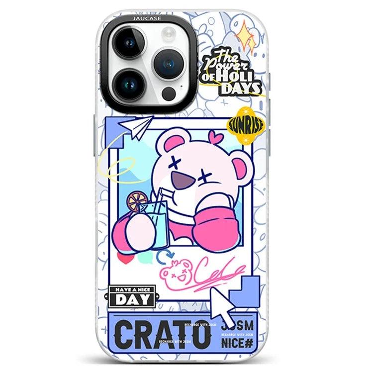 JAUCASE For iPhone 16 Pro Max Case Compatible with MagSafe Bear Pattern PC+TPU Matte Phone Cover