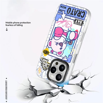 JAUCASE For iPhone 16 Pro Max Case Compatible with MagSafe Bear Pattern PC+TPU Matte Phone Cover