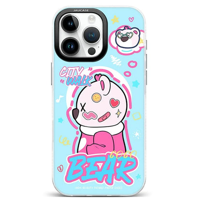 JAUCASE For iPhone 16 Pro Max Case Compatible with MagSafe Bear Pattern PC+TPU Matte Phone Cover