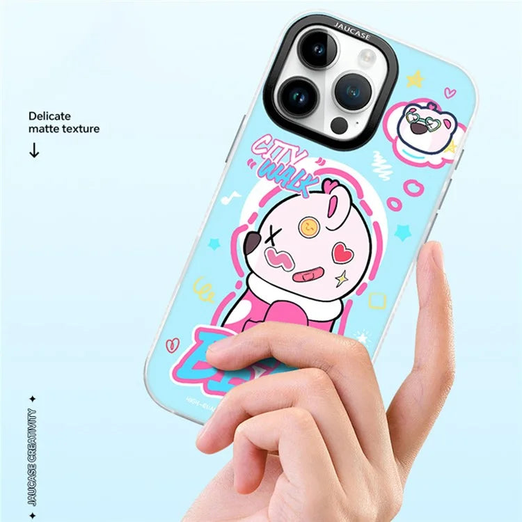 JAUCASE For iPhone 16 Pro Max Case Compatible with MagSafe Bear Pattern PC+TPU Matte Phone Cover