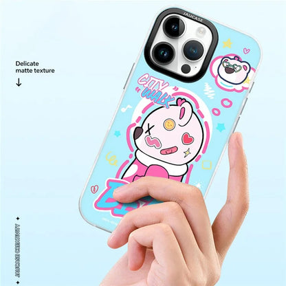 JAUCASE For iPhone 16 Pro Max Case Compatible with MagSafe Bear Pattern PC+TPU Matte Phone Cover