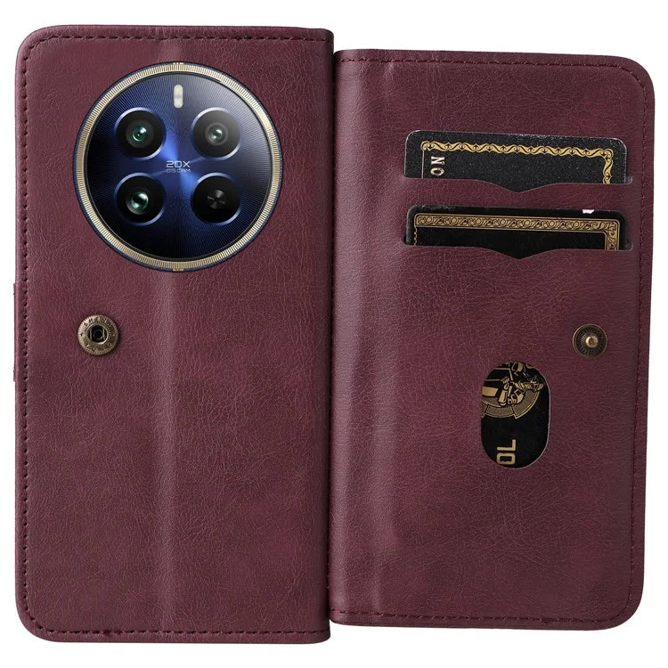 KT Multi-Functional Series-1 For Realme 13 Pro 5G / 13 Pro+ 5G / P1 Pro 5G / 12 Pro 5G / 12 Pro+ 5G Case 10 Card Holder Leather Phone Cover Stand