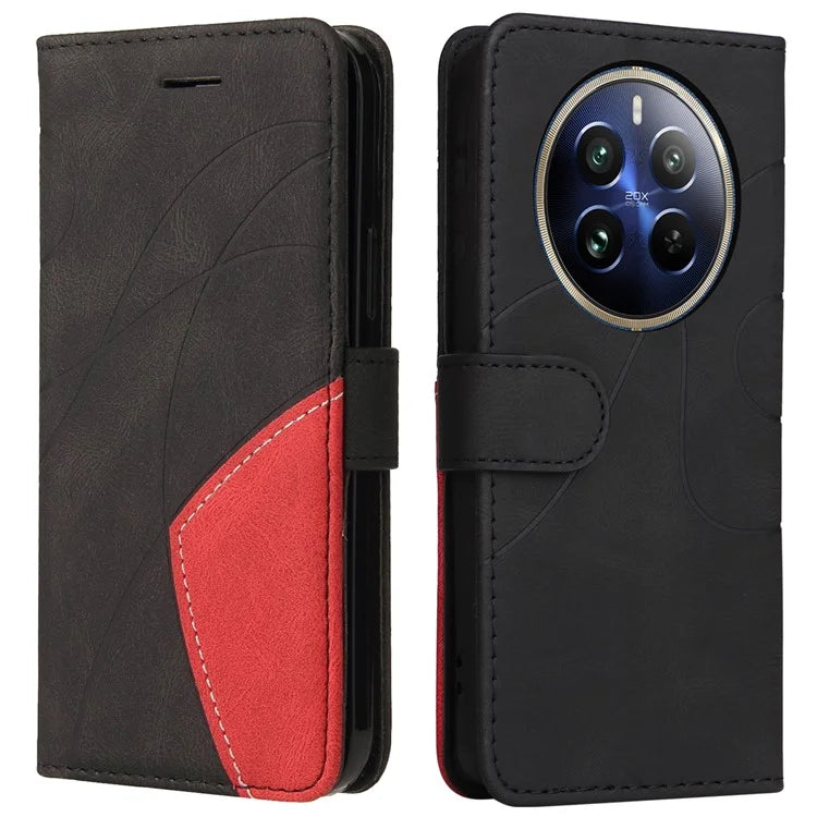 KT Leather Series-1 For Realme 13 Pro 5G / 13 Pro+ 5G / P1 Pro 5G / 12 Pro 5G / 12 Pro+ 5G Leather Case Color Splicing Phone Cover Wallet Stand