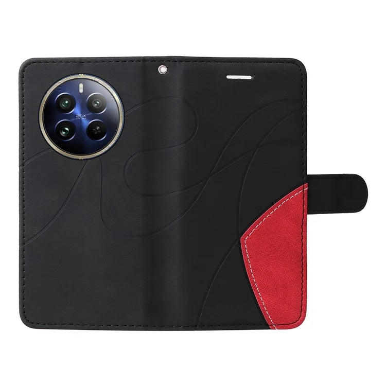 KT Leather Series-1 For Realme 13 Pro 5G / 13 Pro+ 5G / P1 Pro 5G / 12 Pro 5G / 12 Pro+ 5G Leather Case Color Splicing Phone Cover Wallet Stand