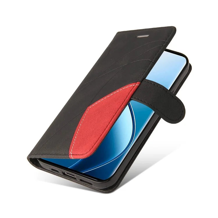 KT Leather Series-1 For Realme 13 Pro 5G / 13 Pro+ 5G / P1 Pro 5G / 12 Pro 5G / 12 Pro+ 5G Leather Case Color Splicing Phone Cover Wallet Stand