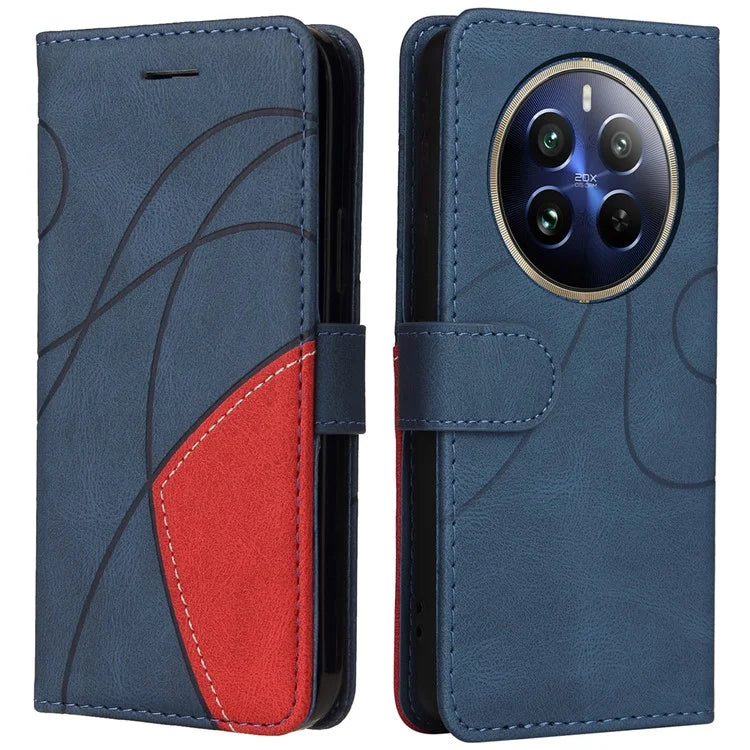 KT Leather Series-1 For Realme 13 Pro 5G / 13 Pro+ 5G / P1 Pro 5G / 12 Pro 5G / 12 Pro+ 5G Leather Case Color Splicing Phone Cover Wallet Stand