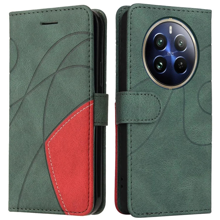 KT Leather Series-1 For Realme 13 Pro 5G / 13 Pro+ 5G / P1 Pro 5G / 12 Pro 5G / 12 Pro+ 5G Leather Case Color Splicing Phone Cover Wallet Stand
