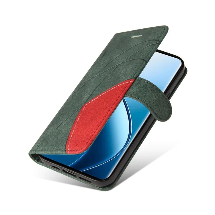 KT Leather Series-1 For Realme 13 Pro 5G / 13 Pro+ 5G / P1 Pro 5G / 12 Pro 5G / 12 Pro+ 5G Leather Case Color Splicing Phone Cover Wallet Stand
