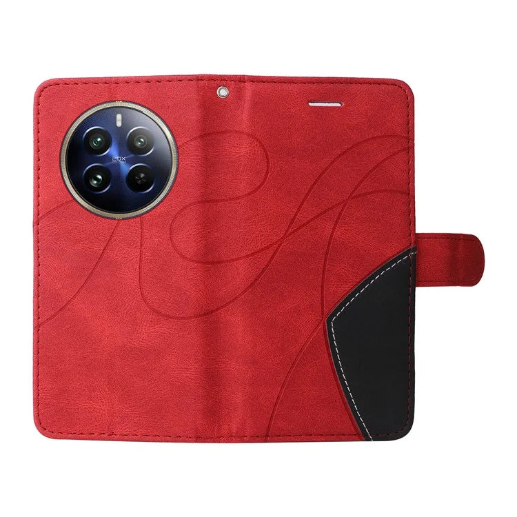 KT Leather Series-1 For Realme 13 Pro 5G / 13 Pro+ 5G / P1 Pro 5G / 12 Pro 5G / 12 Pro+ 5G Leather Case Color Splicing Phone Cover Wallet Stand