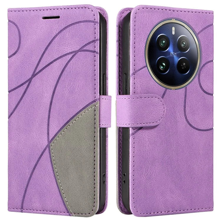 KT Leather Series-1 For Realme 13 Pro 5G / 13 Pro+ 5G / P1 Pro 5G / 12 Pro 5G / 12 Pro+ 5G Leather Case Color Splicing Phone Cover Wallet Stand