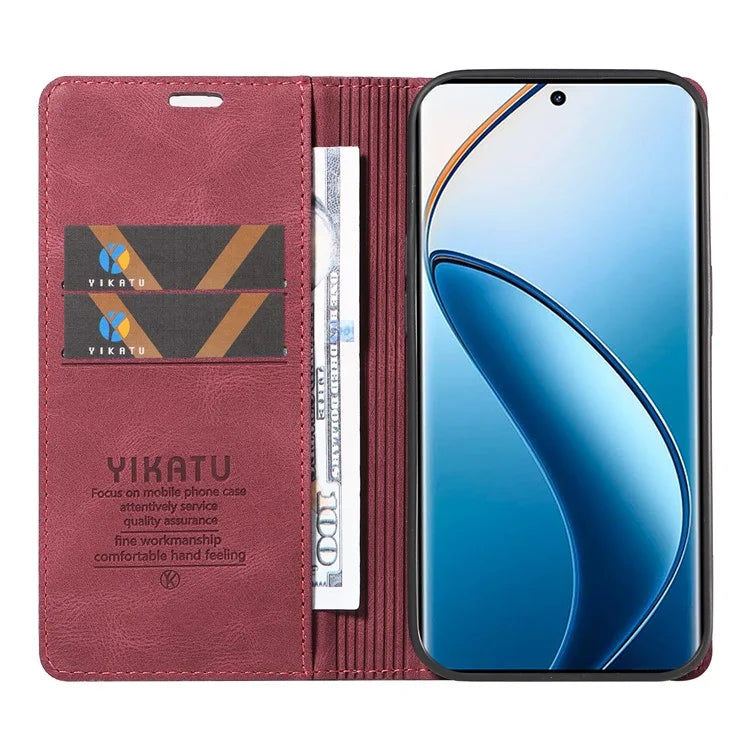 YIKATU YK-004 For Realme 13 Pro 5G / 13 Pro+ 5G / P1 Pro 5G / 12 Pro 5G / 12 Pro+ 5G Case Leather Skin-Touch Phone Cover Magnetic Auto-Absorbed