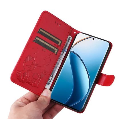 KT Imprinting Flower Series-4 For Realme 13 Pro 5G / 13 Pro+ 5G / P1 Pro 5G / 12 Pro 5G / 12 Pro+ 5G Case Cat Bee Pattern Leather Phone Cover