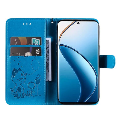 KT Imprinting Flower Series-4 For Realme 13 Pro 5G / 13 Pro+ 5G / P1 Pro 5G / 12 Pro 5G / 12 Pro+ 5G Case Cat Bee Pattern Leather Phone Cover