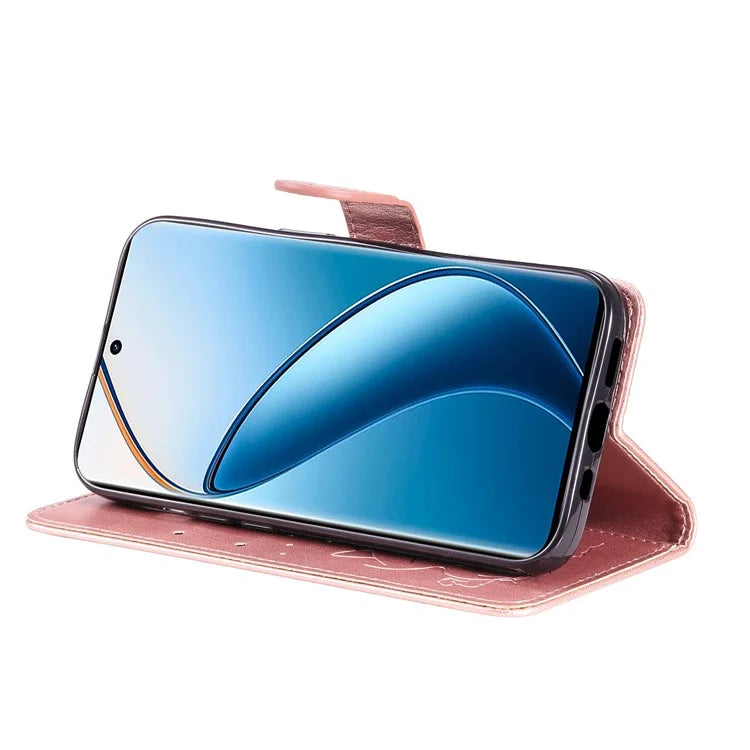 KT Imprinting Flower Series-4 For Realme 13 Pro 5G / 13 Pro+ 5G / P1 Pro 5G / 12 Pro 5G / 12 Pro+ 5G Case Cat Bee Pattern Leather Phone Cover