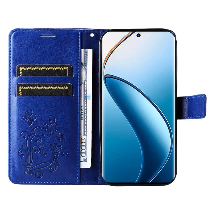 KT Imprinting Flower Series-2 For Realme 13 Pro 5G / 13 Pro+ 5G / P1 Pro 5G / 12 Pro 5G / 12 Pro+ 5G Case Butterfly Leather Phone Cover