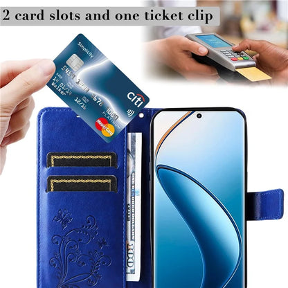 KT Imprinting Flower Series-2 For Realme 13 Pro 5G / 13 Pro+ 5G / P1 Pro 5G / 12 Pro 5G / 12 Pro+ 5G Case Butterfly Leather Phone Cover