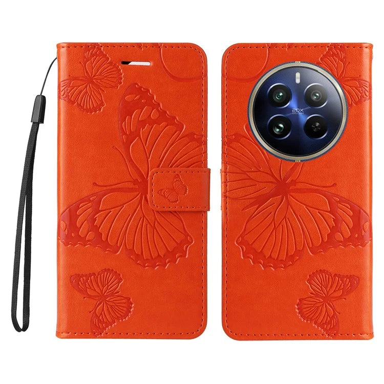 KT Imprinting Flower Series-2 For Realme 13 Pro 5G / 13 Pro+ 5G / P1 Pro 5G / 12 Pro 5G / 12 Pro+ 5G Case Butterfly Leather Phone Cover