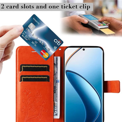 KT Imprinting Flower Series-2 For Realme 13 Pro 5G / 13 Pro+ 5G / P1 Pro 5G / 12 Pro 5G / 12 Pro+ 5G Case Butterfly Leather Phone Cover