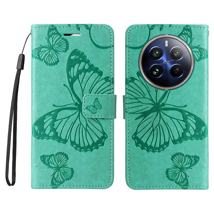KT Imprinting Flower Series-2 For Realme 13 Pro 5G / 13 Pro+ 5G / P1 Pro 5G / 12 Pro 5G / 12 Pro+ 5G Case Butterfly Leather Phone Cover