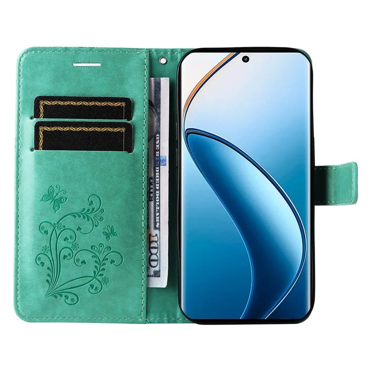 KT Imprinting Flower Series-2 For Realme 13 Pro 5G / 13 Pro+ 5G / P1 Pro 5G / 12 Pro 5G / 12 Pro+ 5G Case Butterfly Leather Phone Cover
