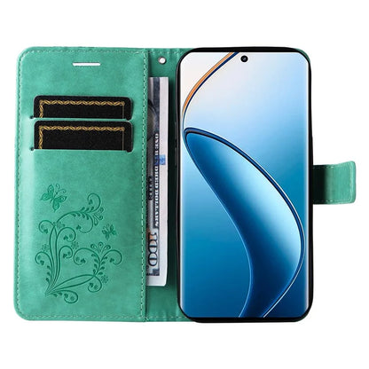 KT Imprinting Flower Series-2 For Realme 13 Pro 5G / 13 Pro+ 5G / P1 Pro 5G / 12 Pro 5G / 12 Pro+ 5G Case Butterfly Leather Phone Cover