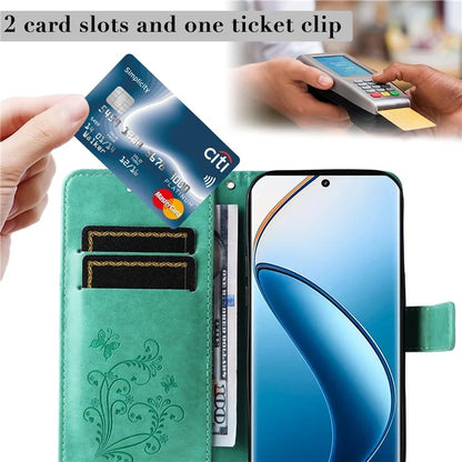 KT Imprinting Flower Series-2 For Realme 13 Pro 5G / 13 Pro+ 5G / P1 Pro 5G / 12 Pro 5G / 12 Pro+ 5G Case Butterfly Leather Phone Cover