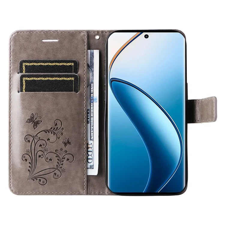 KT Imprinting Flower Series-2 For Realme 13 Pro 5G / 13 Pro+ 5G / P1 Pro 5G / 12 Pro 5G / 12 Pro+ 5G Case Butterfly Leather Phone Cover