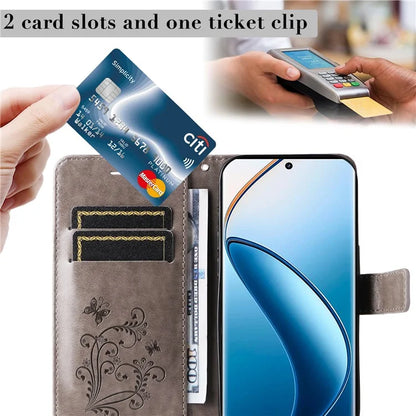 KT Imprinting Flower Series-2 For Realme 13 Pro 5G / 13 Pro+ 5G / P1 Pro 5G / 12 Pro 5G / 12 Pro+ 5G Case Butterfly Leather Phone Cover