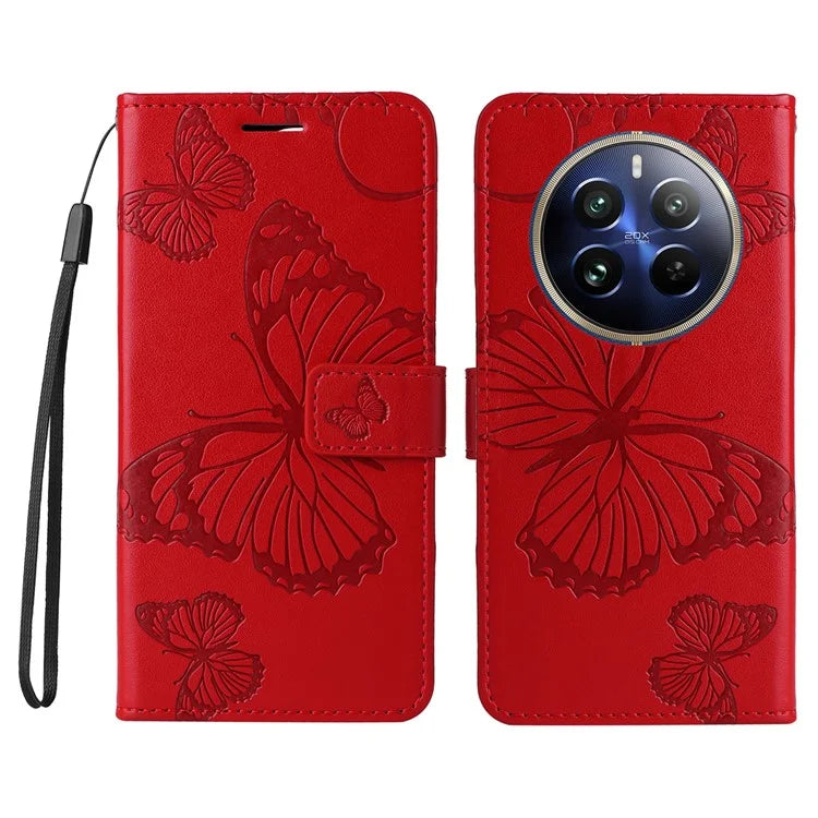 KT Imprinting Flower Series-2 For Realme 13 Pro 5G / 13 Pro+ 5G / P1 Pro 5G / 12 Pro 5G / 12 Pro+ 5G Case Butterfly Leather Phone Cover