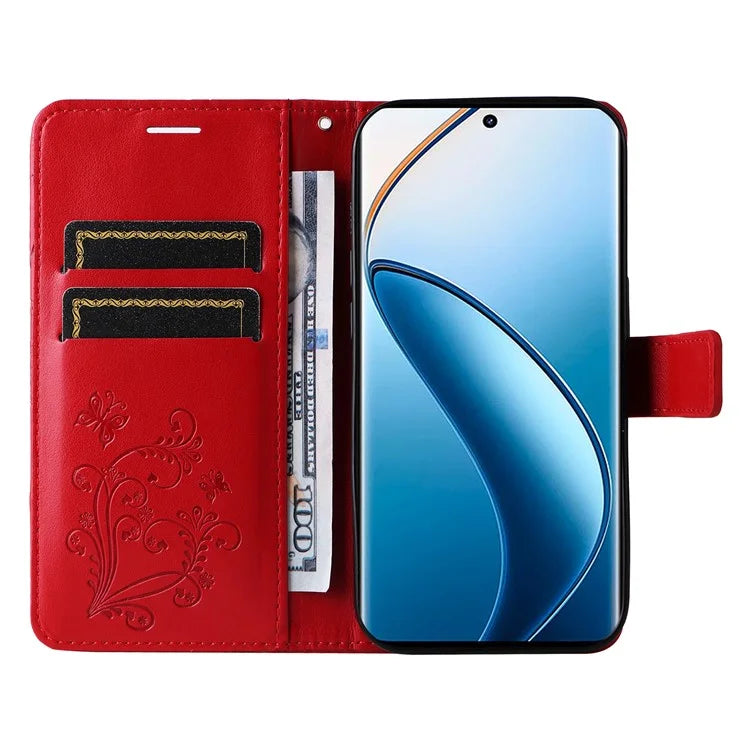 KT Imprinting Flower Series-2 For Realme 13 Pro 5G / 13 Pro+ 5G / P1 Pro 5G / 12 Pro 5G / 12 Pro+ 5G Case Butterfly Leather Phone Cover