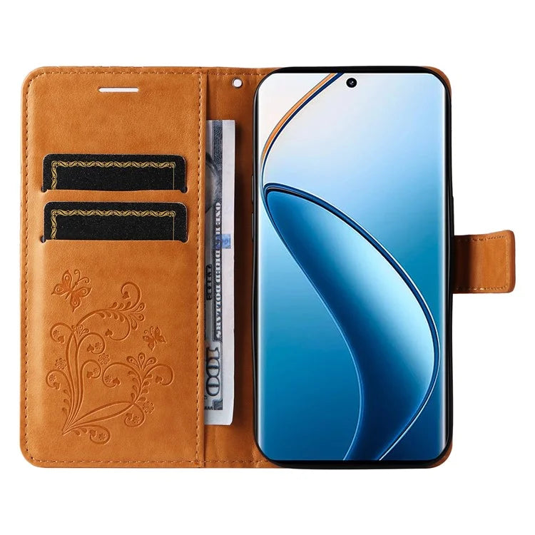 KT Imprinting Flower Series-2 For Realme 13 Pro 5G / 13 Pro+ 5G / P1 Pro 5G / 12 Pro 5G / 12 Pro+ 5G Case Butterfly Leather Phone Cover