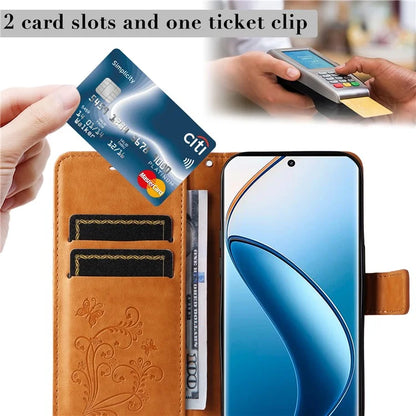 KT Imprinting Flower Series-2 For Realme 13 Pro 5G / 13 Pro+ 5G / P1 Pro 5G / 12 Pro 5G / 12 Pro+ 5G Case Butterfly Leather Phone Cover