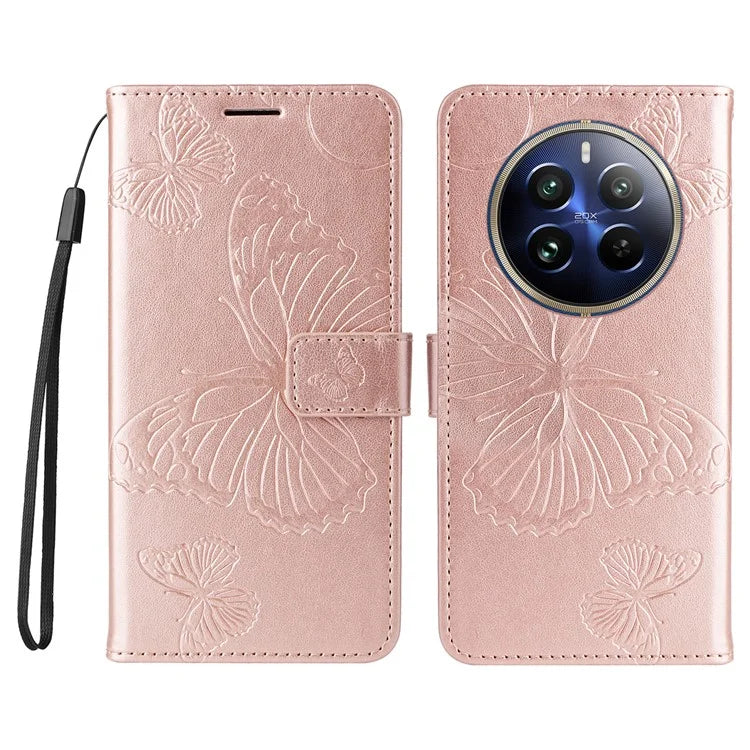 KT Imprinting Flower Series-2 For Realme 13 Pro 5G / 13 Pro+ 5G / P1 Pro 5G / 12 Pro 5G / 12 Pro+ 5G Case Butterfly Leather Phone Cover